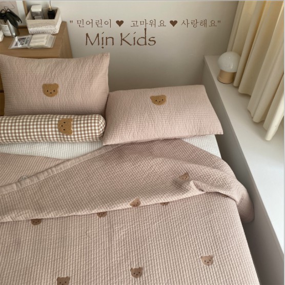  Drap Trải Giường Gấu Nâu Quilting Trần Bông Cao Cấp Hàn Quốc - Mịn Kids