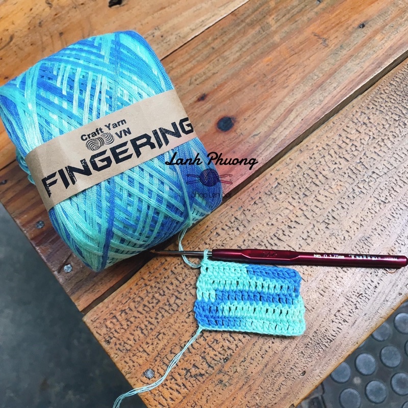 Sợi cotton bóng chập 4 màu loang cuộn 100 gram