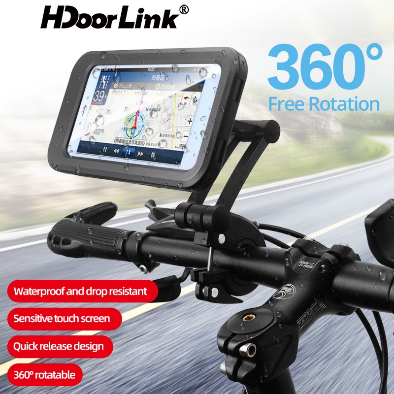 Bộ giá đỡ điện thoại Hdoorlink gắn tay lái xe đạp/ xe máy chống nước tùy chỉnh tiện dụng (có bán lẻ)