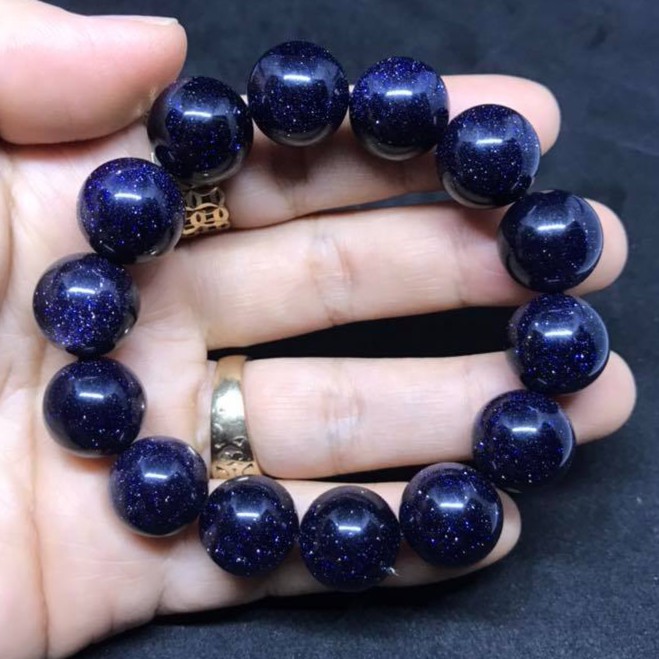 VÒNG TAY PHONG THỦY ĐÁ KIM SA XANH DƯƠNG 14LY