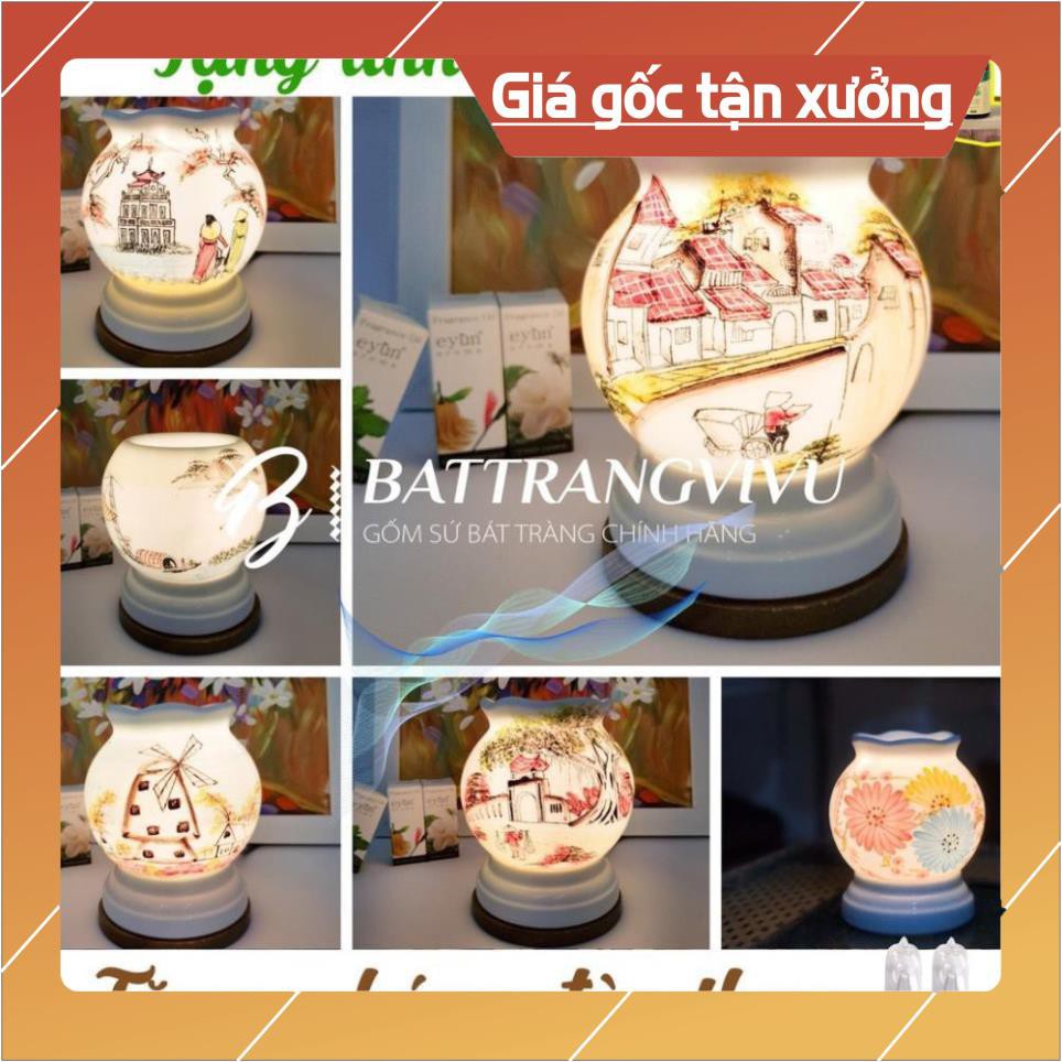 Giá Xưởng Đèn Xông tinh dầu size trung TẶNG Tinh dầu 3 tháng + 2 bóng đèn thay - chính hãng Bát Tràng