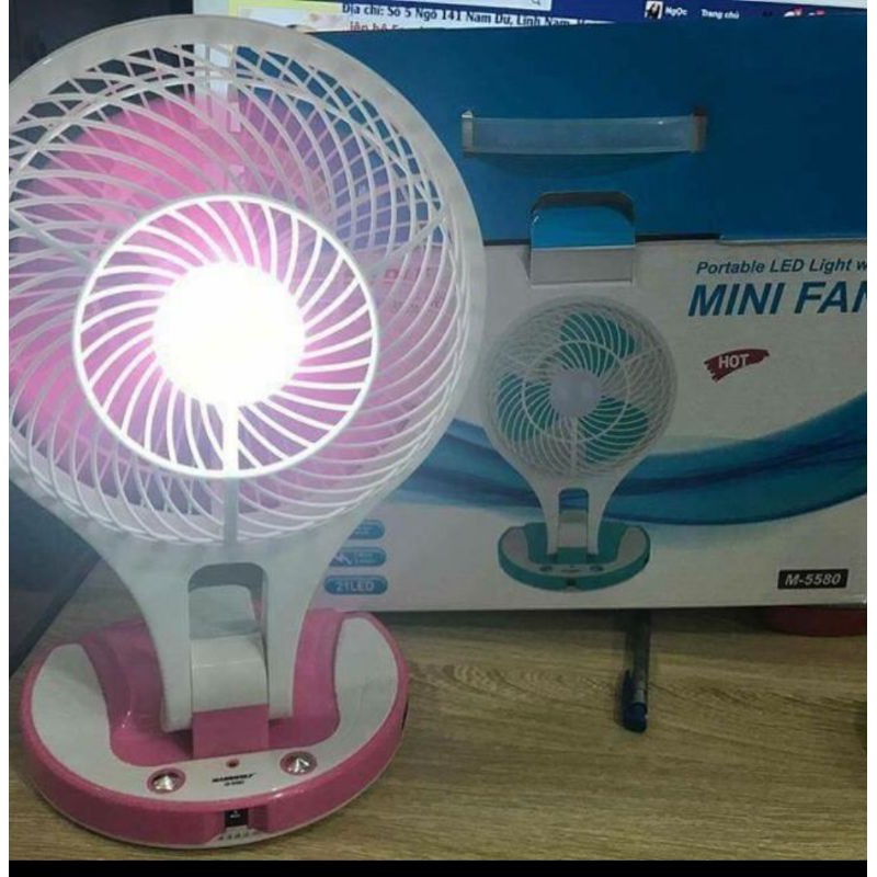 Quạt tích điện 5580 Mini Fan 2in1 Gấp gọn