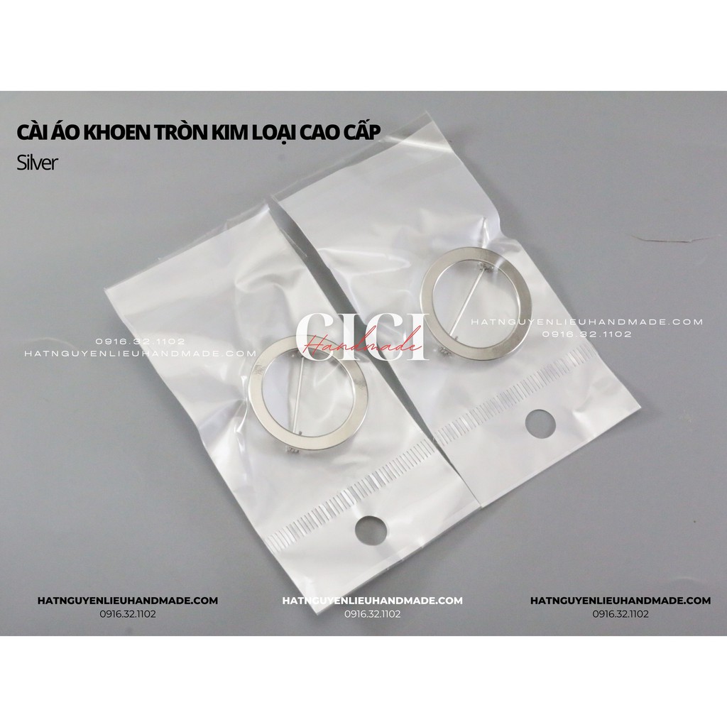 Phôi Cài áo khoen tròn rỗng kim loại cài áo tròn mặt lưới Cici Handmade nguyên liệu DIY chuyên trang sức tự làm