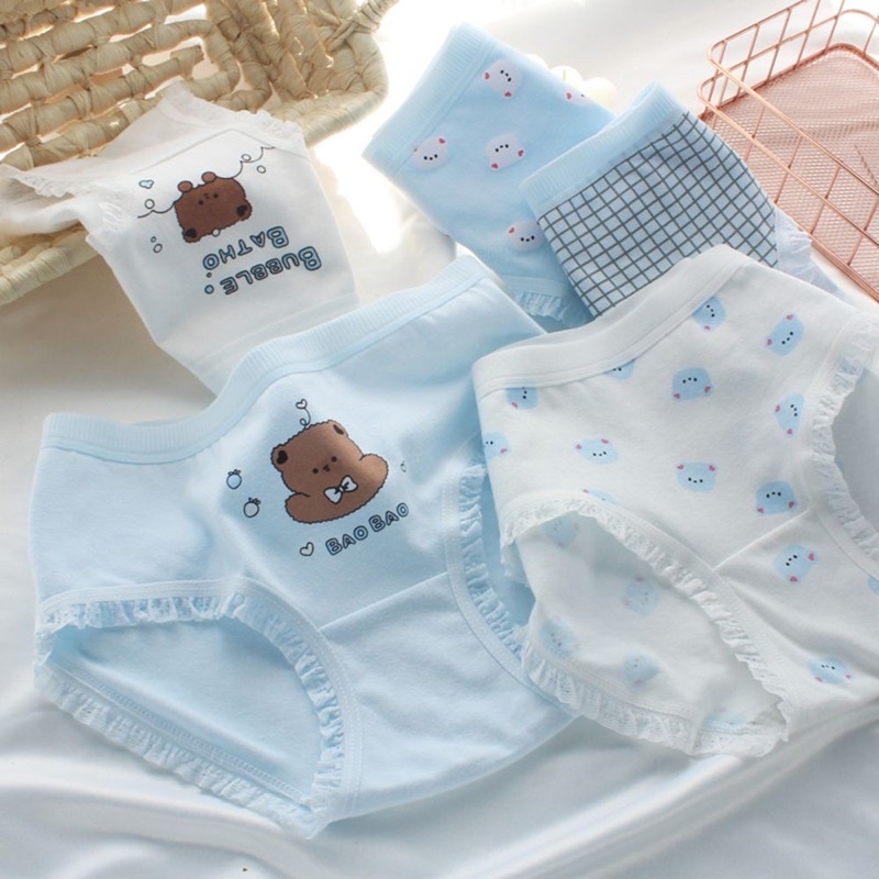 Vo bo 5, Quần lót học sinh, sinh viên, Quần lót nữ cotton hoạ tiết dễ thương thoáng mát