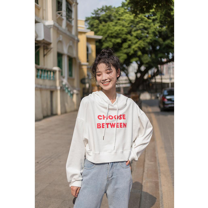 Áo croptop tay dài  có nón chất vải nỉ | BigBuy360 - bigbuy360.vn