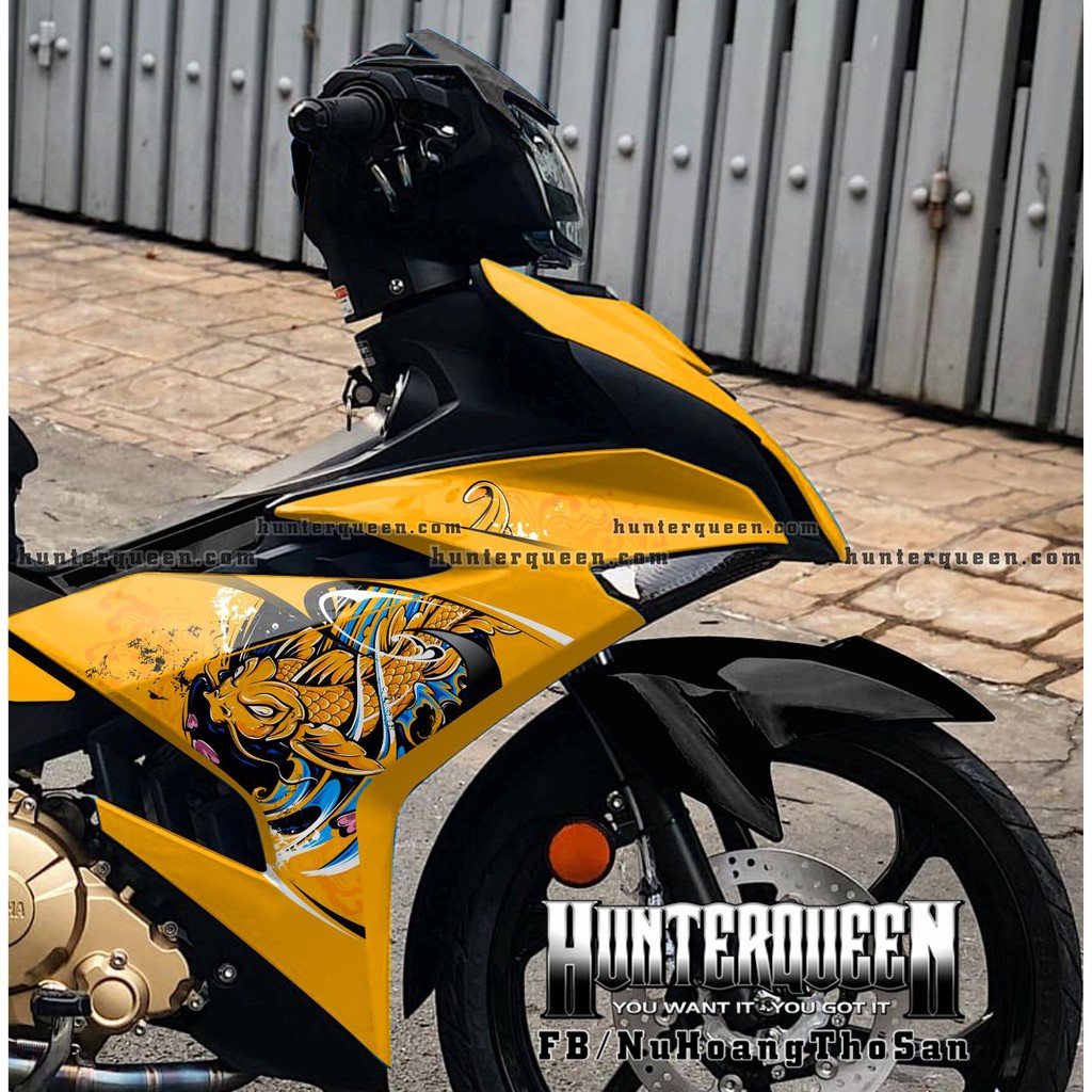 Tem rời dán xe Exciter 150. Mẫu cá chép vàng, decal cao cấp chống nước