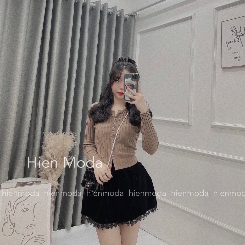 Áo len mỏng dài tay Hàn Quốc , Áo len gân kiểu cúc dọc | BigBuy360 - bigbuy360.vn