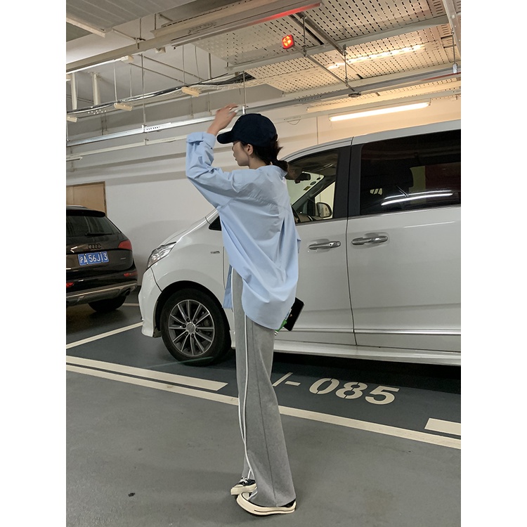 Quần thể thao ống rộng lưng thun co giãn phong cách Hàn Quốc cổ điển sành điệu cho nữ