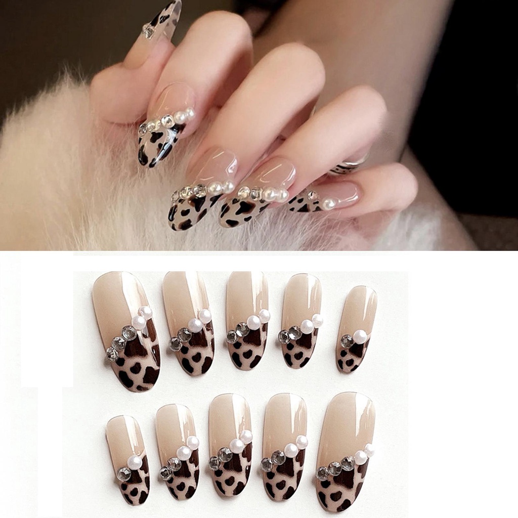 Bộ 24 Móng Tay Giả Họa Tiết Da Báo Độc Đáo
