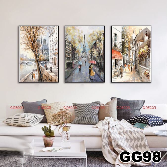 Tranh treo tường canvas 3 bức phong cách hiện đại Bắc Âu 91, tranh anime trang trí phòng cho bé, phòng khách, phòng ngủ