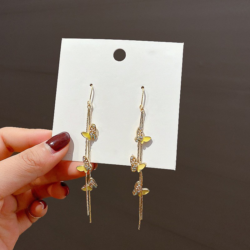 Khuyên tai dài tua rua hình bướm thời trang xinh xắn cho nữ