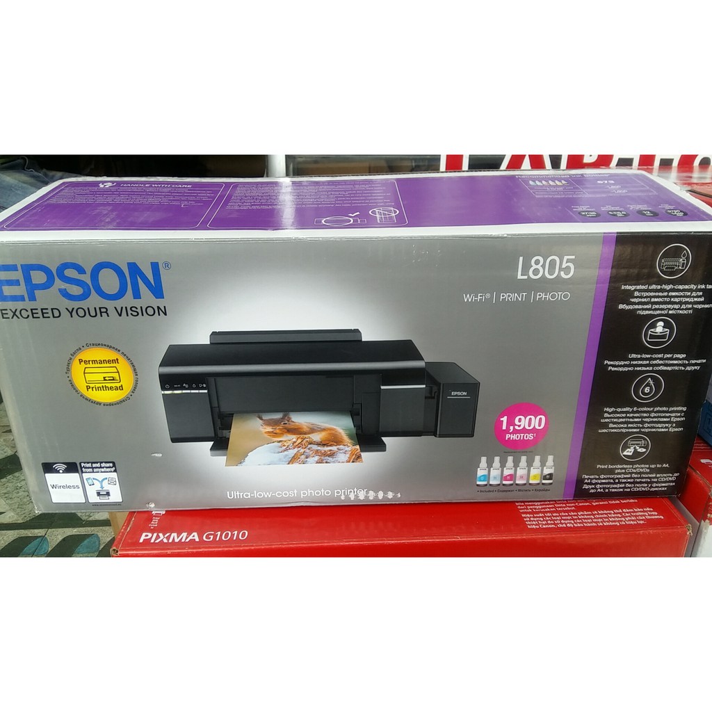 Mô tả sản phẩm Máy in Epson L805 ( đi kèm 6 bình mực dyeuv bền màu )