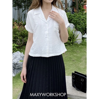 Áo sơ mi cổ vest ngắn tay summer danton top Maxy Workshop