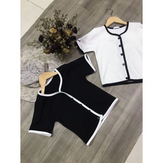 áo nút phối viền màu