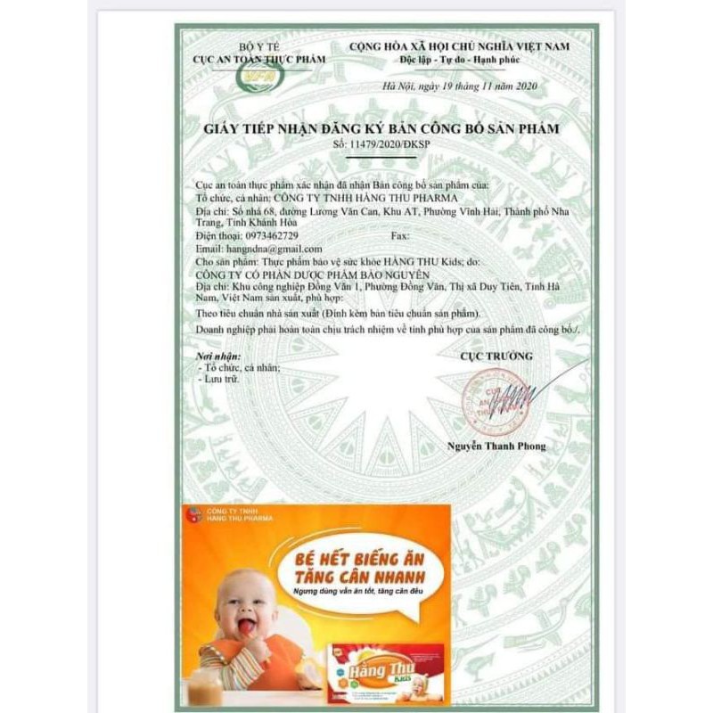 Hằng Thu Kid  Kích Thích Tiêu Hóa Giúp Trẻ Ăn Ngon,Ngủ Ngon,Tăng Cân,Tăng Sức Đề Kháng.