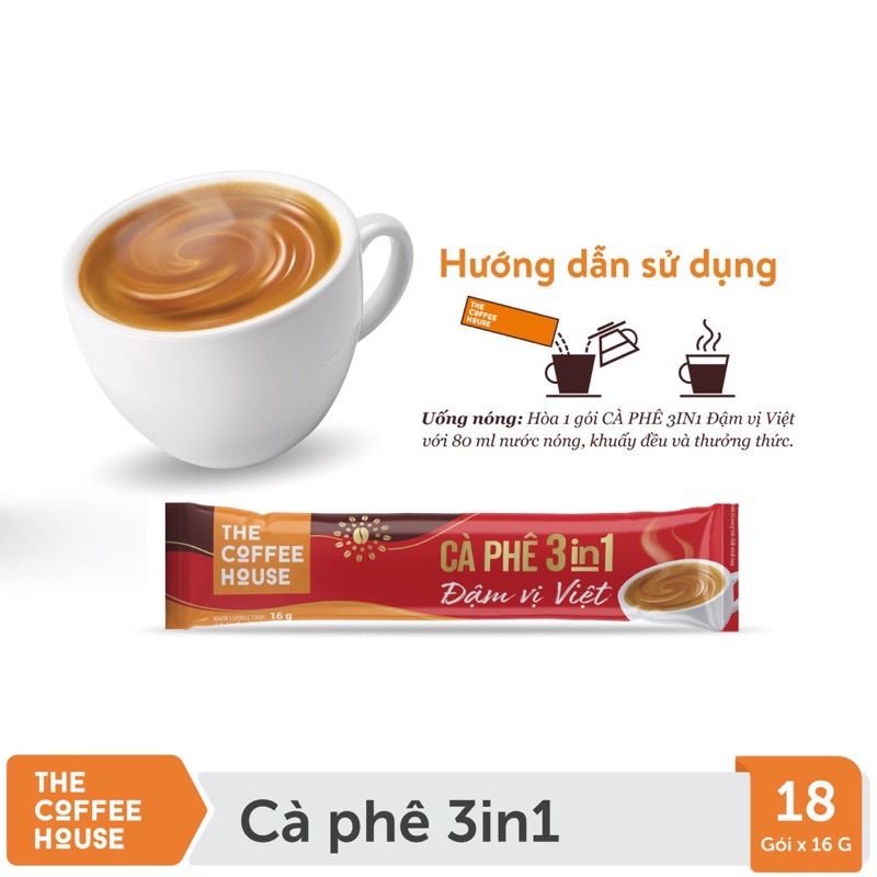 1 hộp Cafe Hòa Tan 3-in-1 The coffee House (18 gói x 16g)