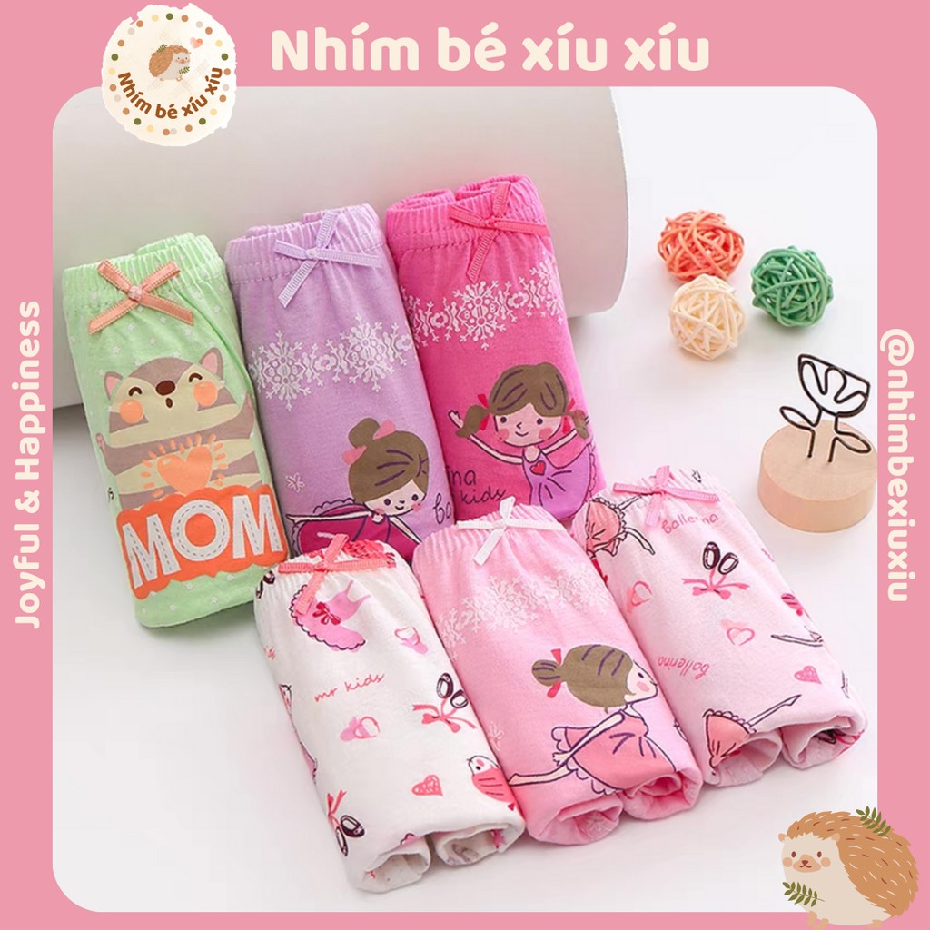 Quần lót cotton bé gái (12-37.5 kg) chip tam giác hình công chúa, động vật cute