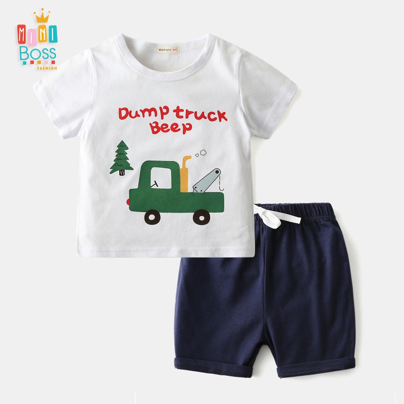 Bộ quần trẻ em xe cẩu Wapypy cho bé 10-26kg - Quần áo cho bé cotton Quảng Châu