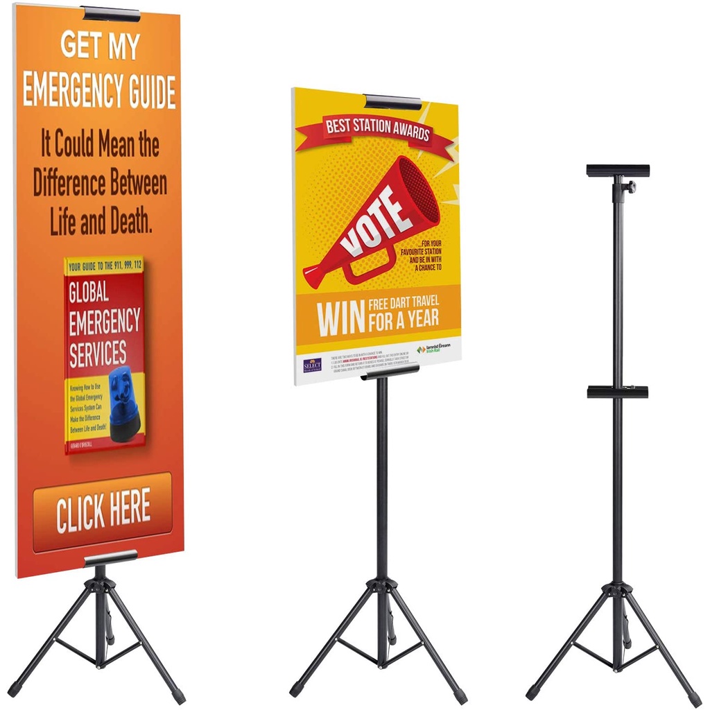 Khung standee treo tranh chữ T hai mặt bằng sắt 3 chân tăng giảm kích thước