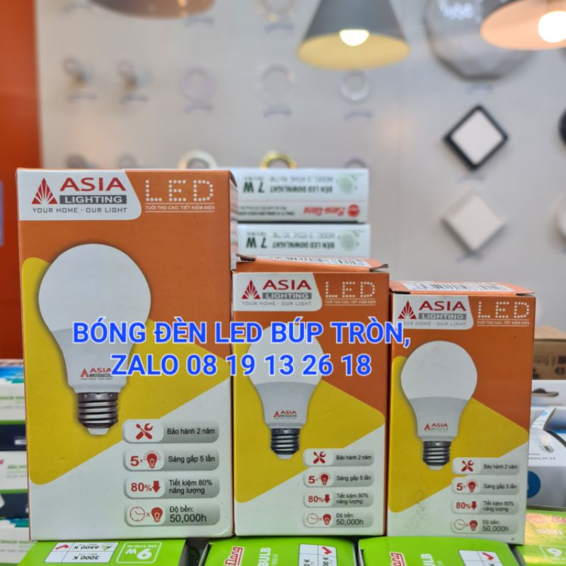 Bóng đèn led Búp tròn Asia 3->15w, đui e27, góc sáng rộng 270 độ, bảo hành chính hãng 2 năm.