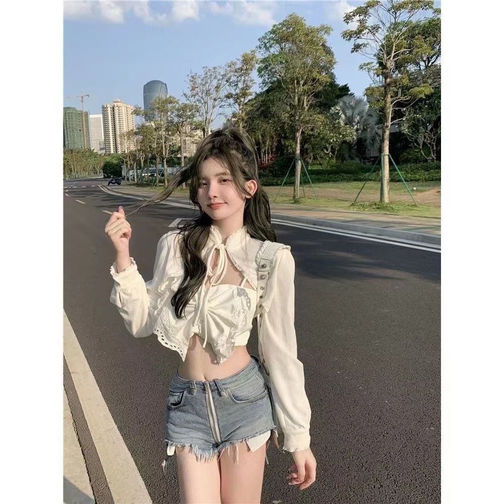 Áo Khoác Cardigan Hai Dây Phối Nơ Quyến Rũ Hợp Thời Trang Cho Nữ