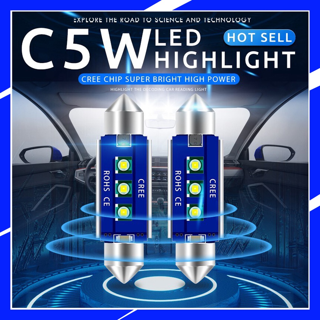 LED trần xe ô tô ánh sáng trắng siêu sáng 12V C5W 31/36/39/41MM chip XPG