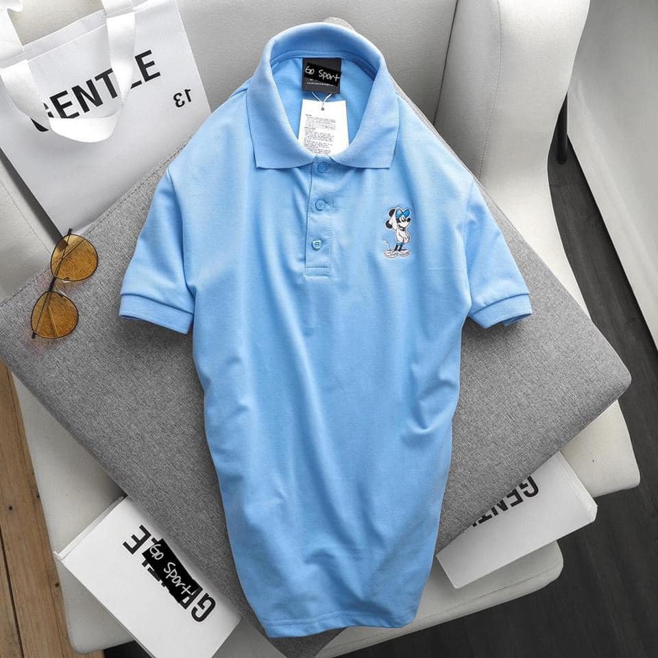 Áo Thun Có Cổ Polo Thun Cotton Nam Thêu Hình Mickey 6 Màu | BigBuy360 - bigbuy360.vn