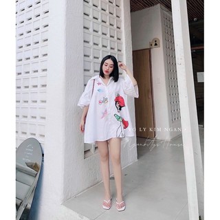 ( Ảnh thật chụp sàn ) Váy sơmi hình tay lỡ