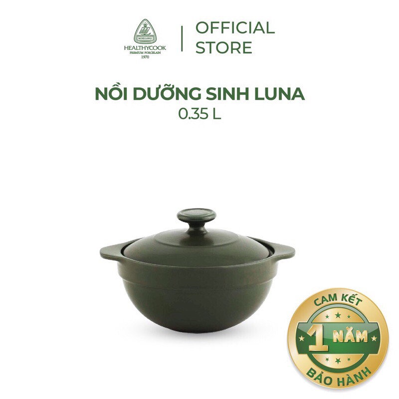 Bộ 2 combo nồi dưỡng sinh Minh Long Luna 2.0 L vàLuna 0.35 L+ nắp dùng cho bếp gas, bếp hồng ngoại