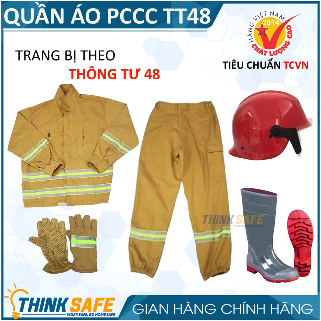 Quần áo PCCC Thinksafe, theo thông tư 48 có tem kiểm định PCCCAP-65, bộ trang phục PCCC, bộ món đầy đủ