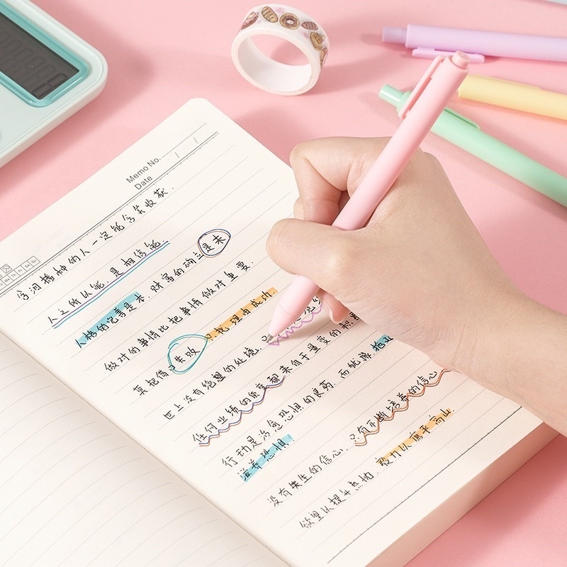 Bút bi nước mực gel , bút bi cute mực đen ngòi 0.5mm màu pastel dễ thương - BU003