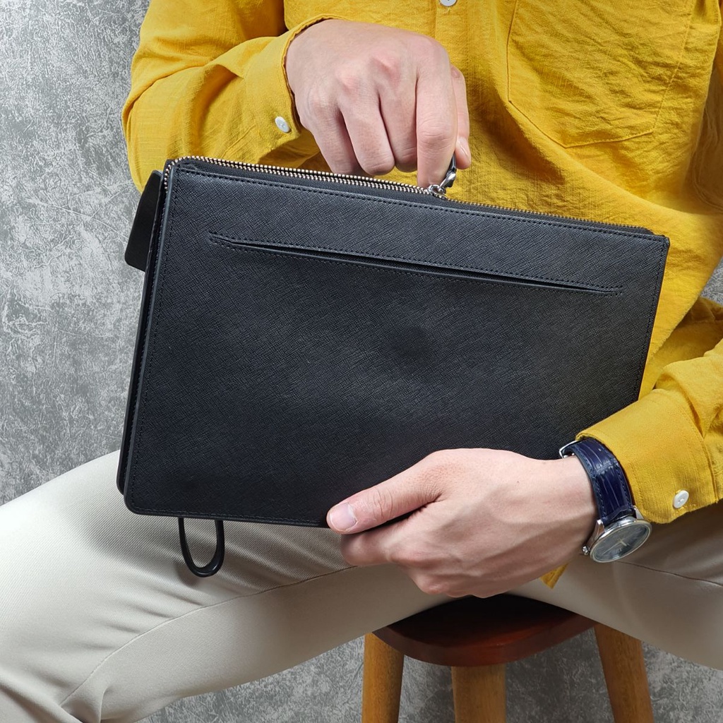 Clutch nam da thật Safiano CL123VB   - 100% da bò thật, bảo hành 3 năm