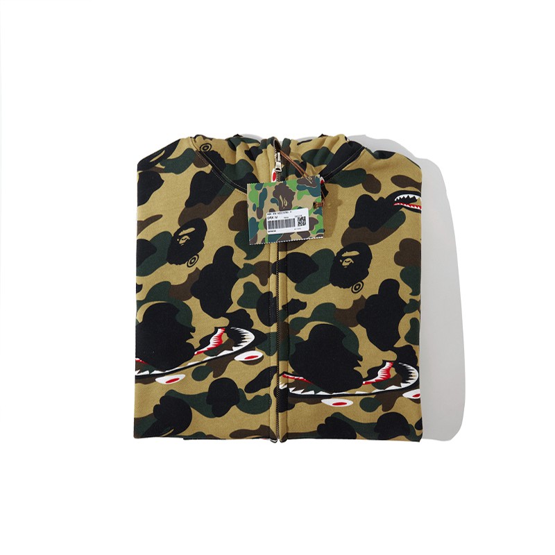 BAPE Áo Hoodie Họa Tiết Rằn Ri In Hình Đầu Cá Mập Cá Tính Cho Nam Và Nữ