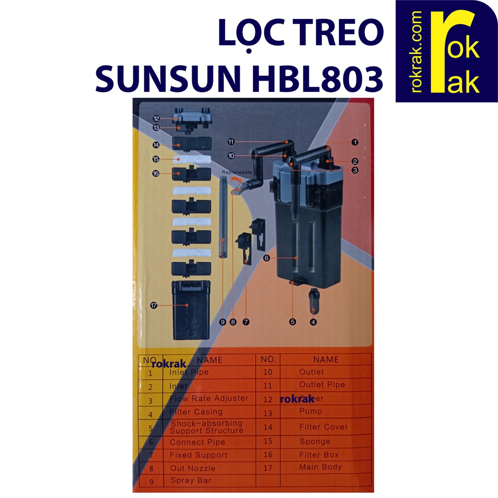 Máy lọc treo thành hồ cá SunSun HBL-803 cho bể 60-80 cm