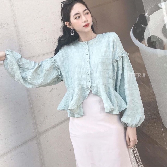 ÁO PEPLUM XÔ NHÚN TAY PHỒNG