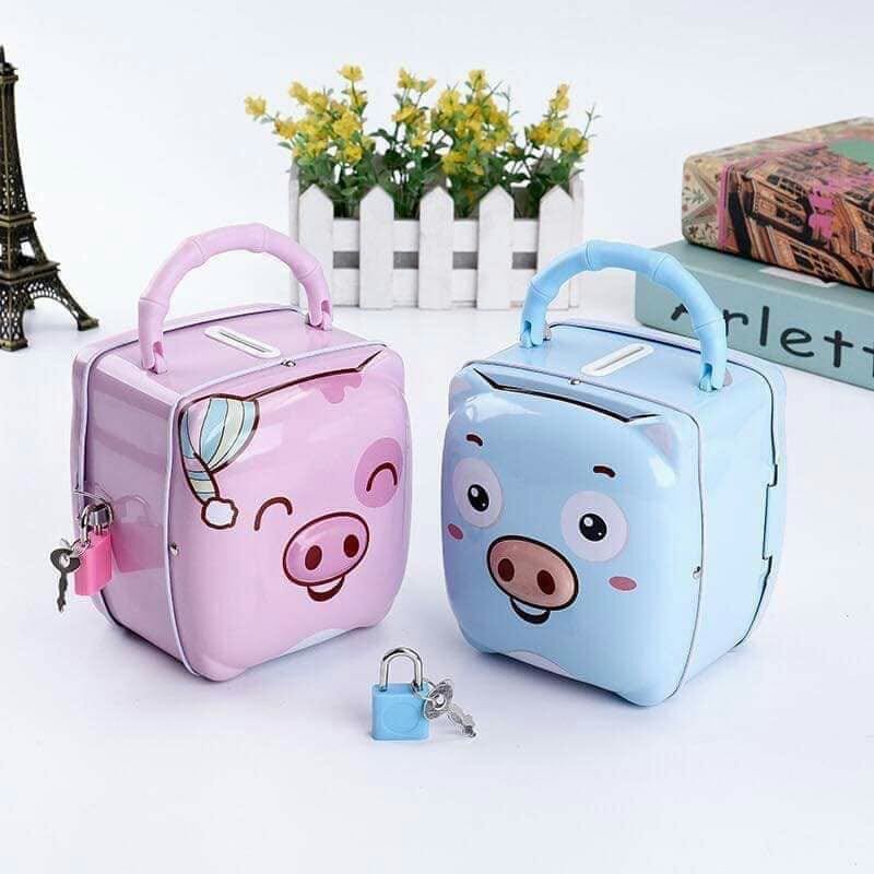 Két đựng tiền mini hình heo cute cho bé yêu | Hộp tiết kiệm mini có khóa