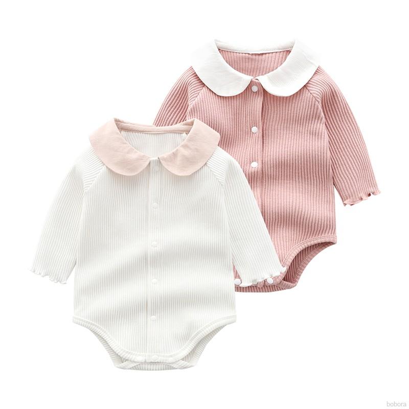 Áo liền quần cotton tay dài thoáng mát dành cho bé từ 3-12 tháng tuổi