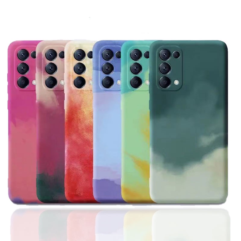 Ốp điện thoại khung vuông màu nước cho OPPO Reno 6Z 5 Lite 5F 4F 5G 3 5G 4G 2021