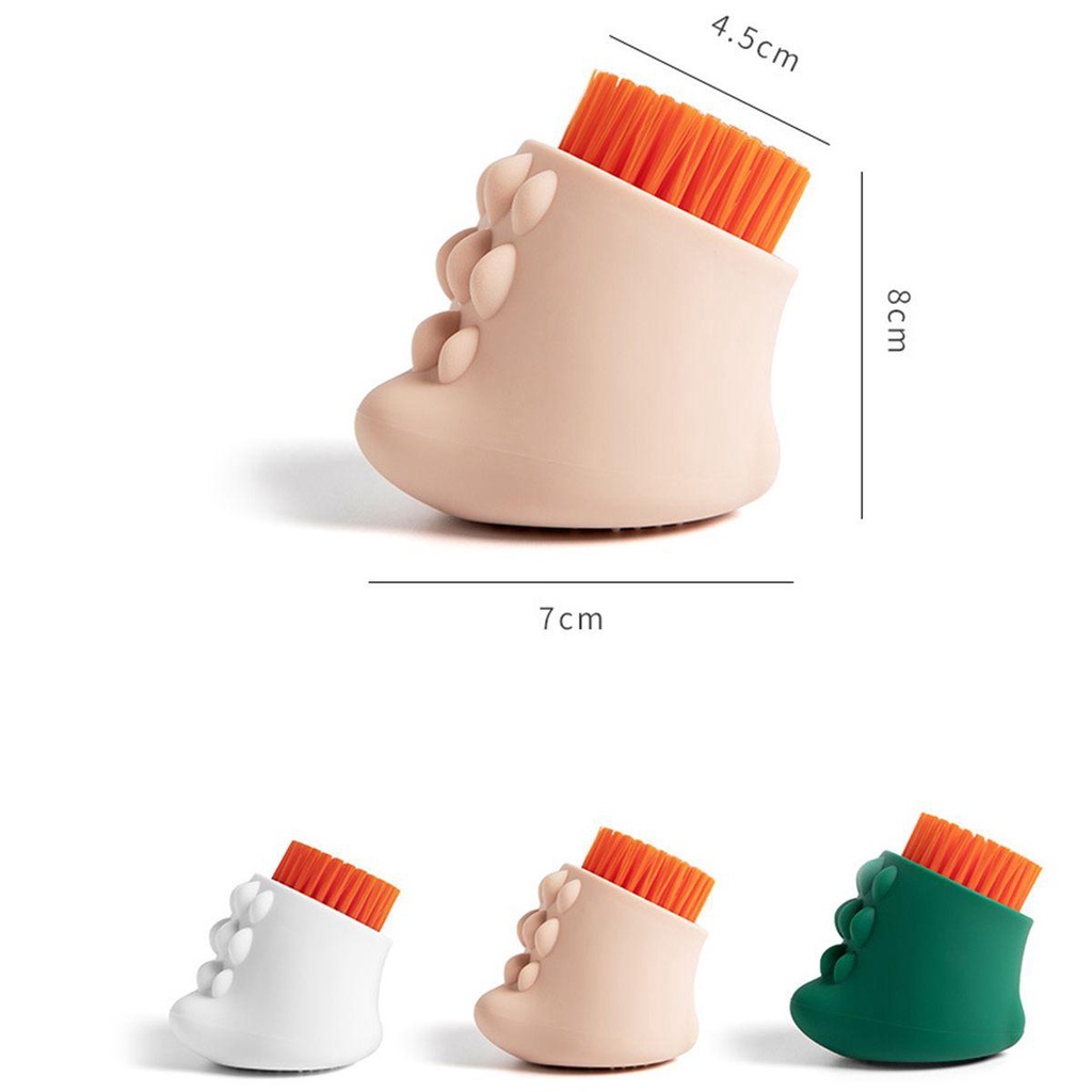 Bàn Chải Giặt Giày Bằng Silicon Lông Mềm Hình Khủng Long Đa Năng