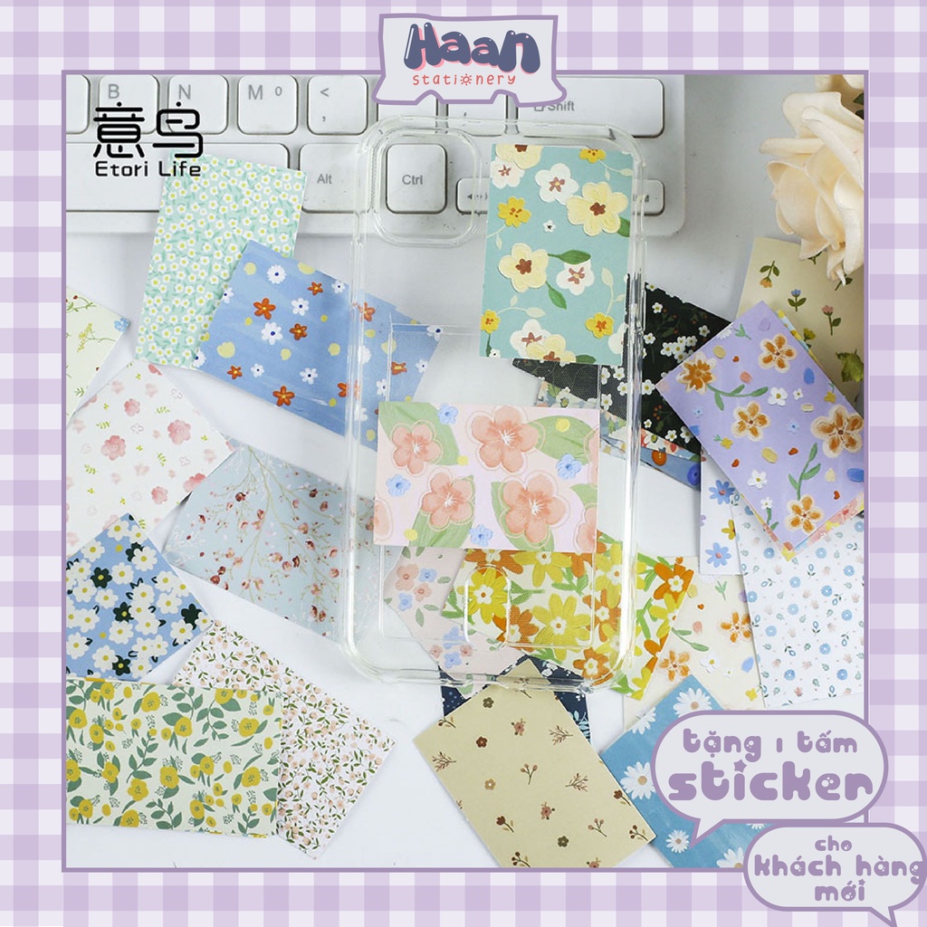 Set 30 miếng dán sticker 🌼🌻hoa nhí vintage dễ thương🌼🌻 trang trí sổ tay, planner, bullet journal