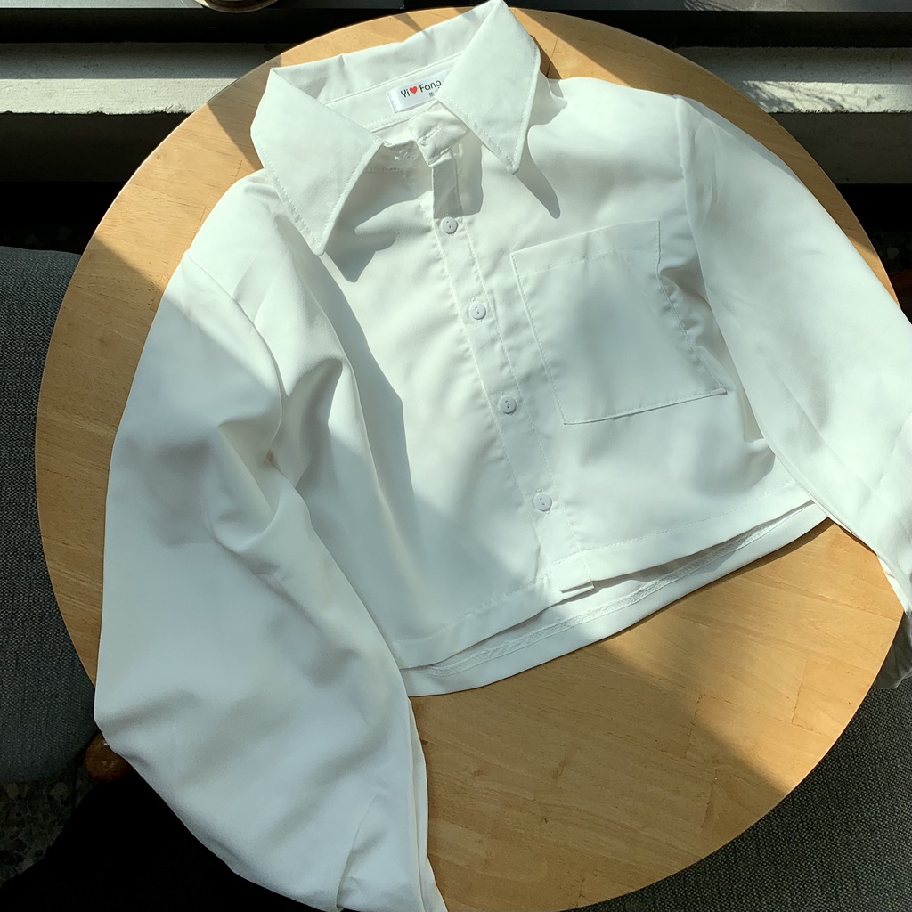 |SẴN| Áo sơ mi croptop (có độn vai) - Ảnh thật | BigBuy360 - bigbuy360.vn