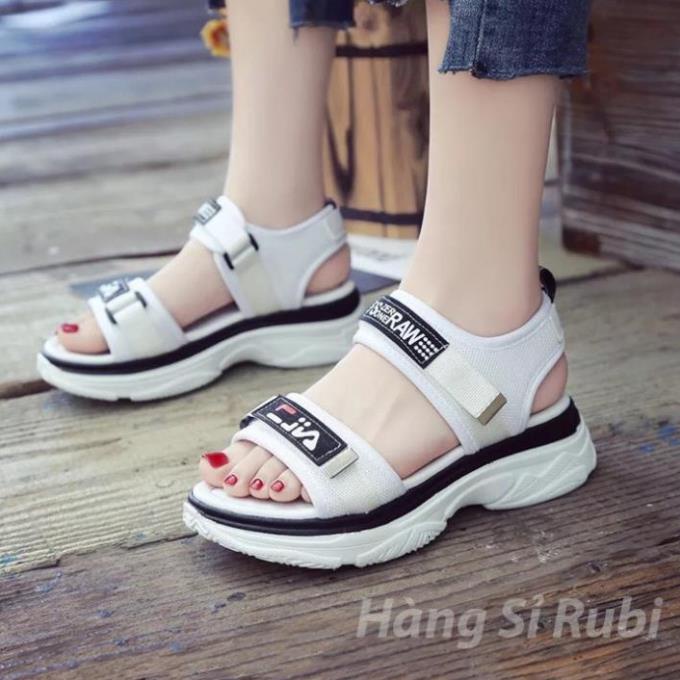 [Freeship] Sandal nữ đế bánh mỳ quai viền hai màu đen trắng - Sandal quai ngang nam nữ chuẩn kiểu Hàn Quốc -new221