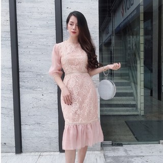 Váy ren hoa tay lỡ đuôi cá V057 KYMIE