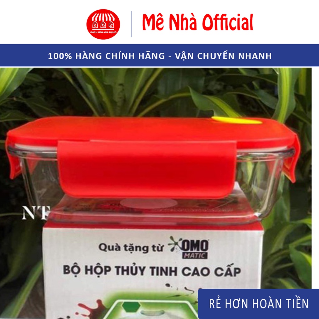 Hộp Thủy Tinh Luminarc Chữ Nhật 640ml, Hàng KM Omo, Hộp Thuỷ Tinh Giày Dăn Giữ Nhiệt Tốt