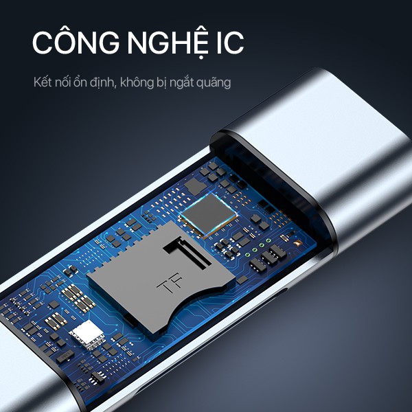 Thiết Bị Đọc Thẻ Nhớ SD/ MicroSD ROBOT CR202 Hai Đầu Type-C Và USB 3.0 Tốc Độ Truyền Cao - Vỏ Kim Loại Nhôm Cao Cấp