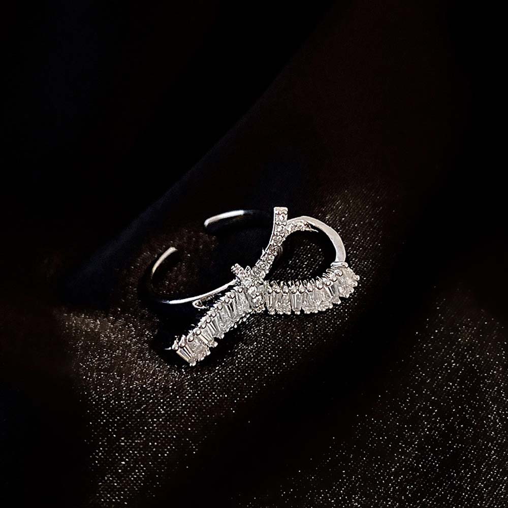 Nhẫn Đeo Tay Kim Loại Tạo Hình Nơ Đính Đá Thời Trang Cho Nữ