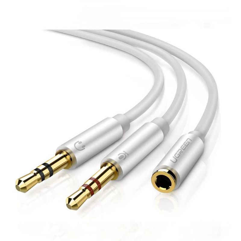 Dây Audio chuyển tai nghe 3.5mm sang 2 đầu Mic và Tai nghe dài 20CM (UGREEN 20897, 20898, 20899 AV140) - Hàng Chính Hãng