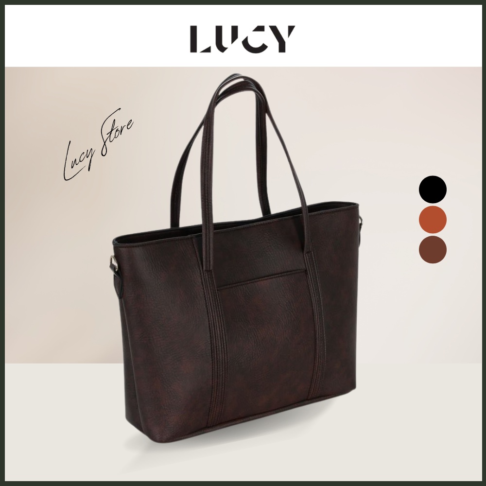 Túi da xách tay tote thời trang Lucy Store đựng vừa khổ A4 laptop 16 inch túi đi học đi làm công sở