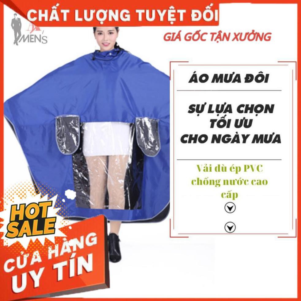 Áo mưa 2 đầu phản quang áo mưa cánh dơi 2 đầu 1 đầu phản quang vải dù ép PVC chống rách có kính che mặt