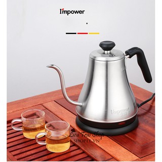 Ấm siêu tốc cổ ngỗng điện vòi dài pha trà cà phê cafe V60 pour over brew inox SUS 304